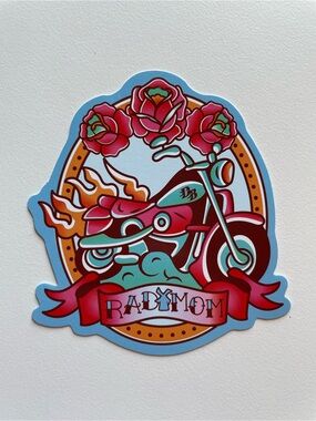 Dutch Bros Mothers Day 2026 Red & Teal 'Rad Mom' Motorcycle Sticker Limited Rare